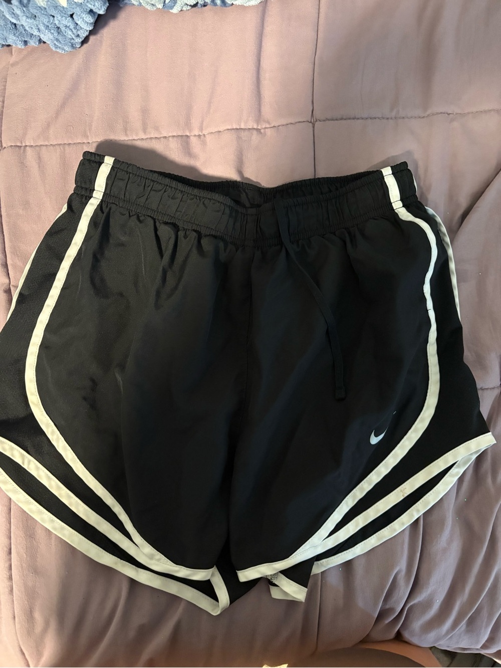 Nike Women's Black Athletic Shorts with White Piping